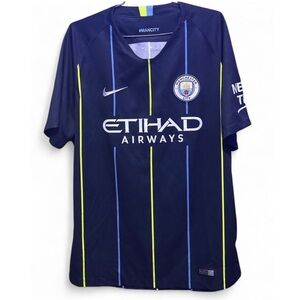 Nike Navy Soccer Jersey with Neon Yellow Stripes